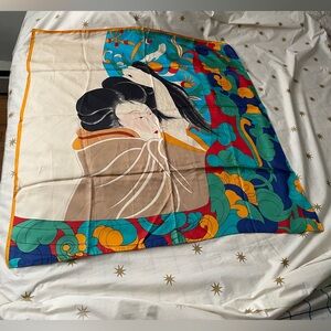 Japanese Art-to-Wear Geisha Silk Scarf Wrap